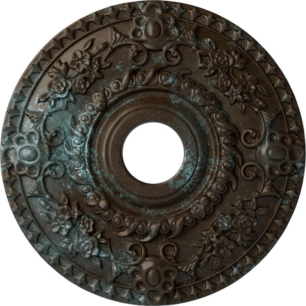 Ekena Millwork Rose Ceiling Medallion (Fits Canopies up to 7 1/4"), 18"OD x 3 1/2"ID x 1 1/2"P, Bronze Blue Patina CM18ROBBS - main